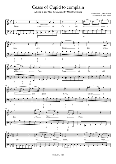 Cease of Cupid to complain (arr. Early Music Scores)