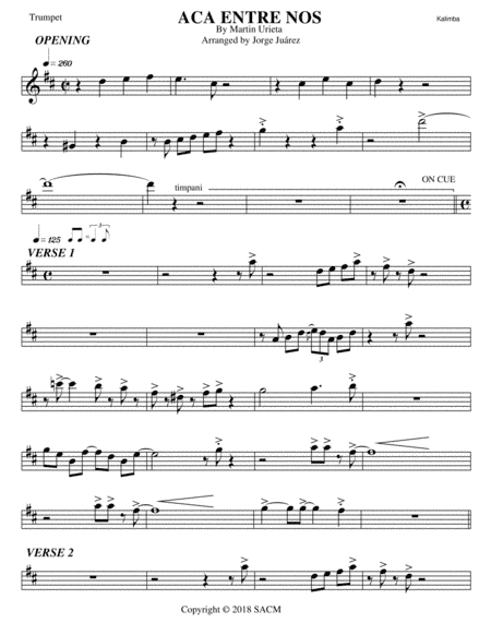 Aca Entre Nos (arr. Jorge Juárez)