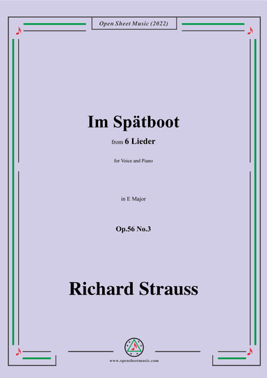 Richard Strauss-Im Spätboot,in E Major (arr. OSM Press)