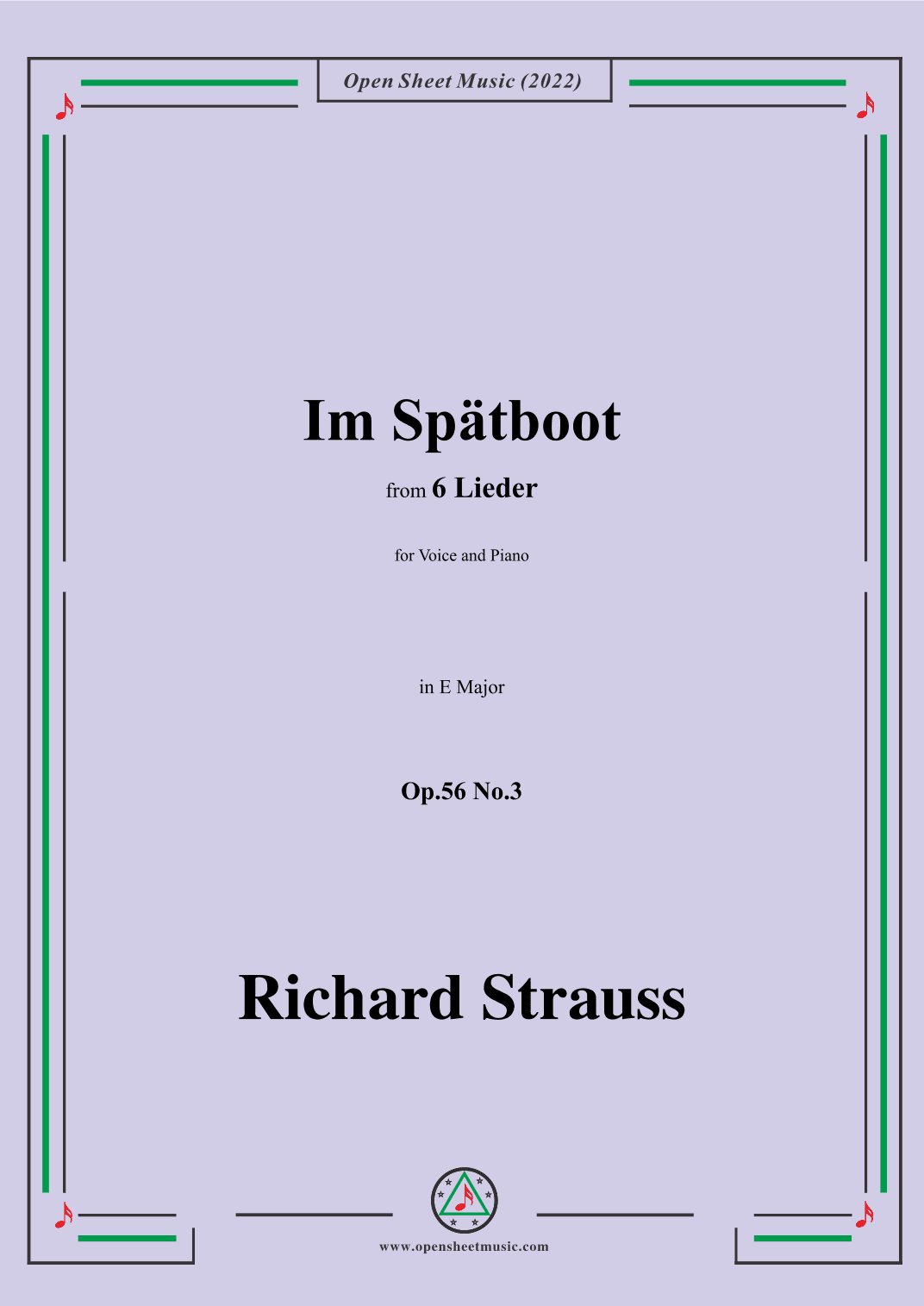 Richard Strauss-Im Spätboot,in E Major (arr. OSM Press)