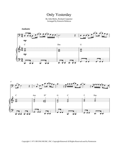 Only Yesterday (arr. Kaiserin Rebecca)