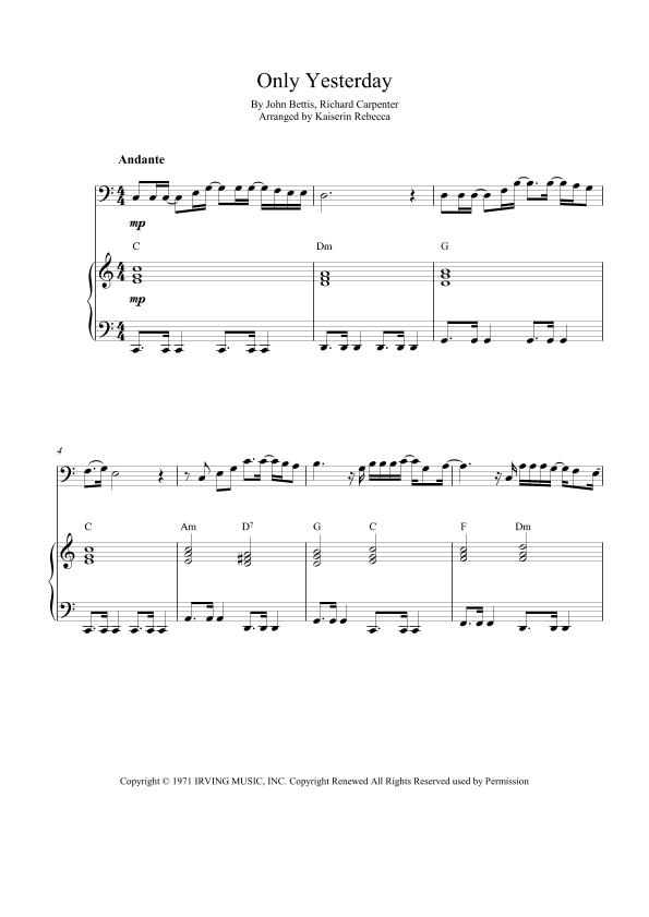 Only Yesterday (arr. Kaiserin Rebecca)