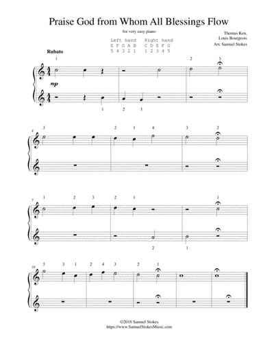 Praise God from Whom All Blessings Flow (Doxology) - for very easy piano (arr. Samuel Stokes)