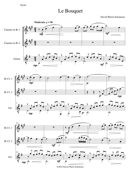 Le bouquet for 2 clarinets and guitar