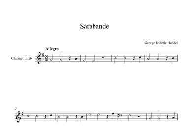 Sarabande - George Frideric Handel (Clarinet) (arr. Digital Book Music)