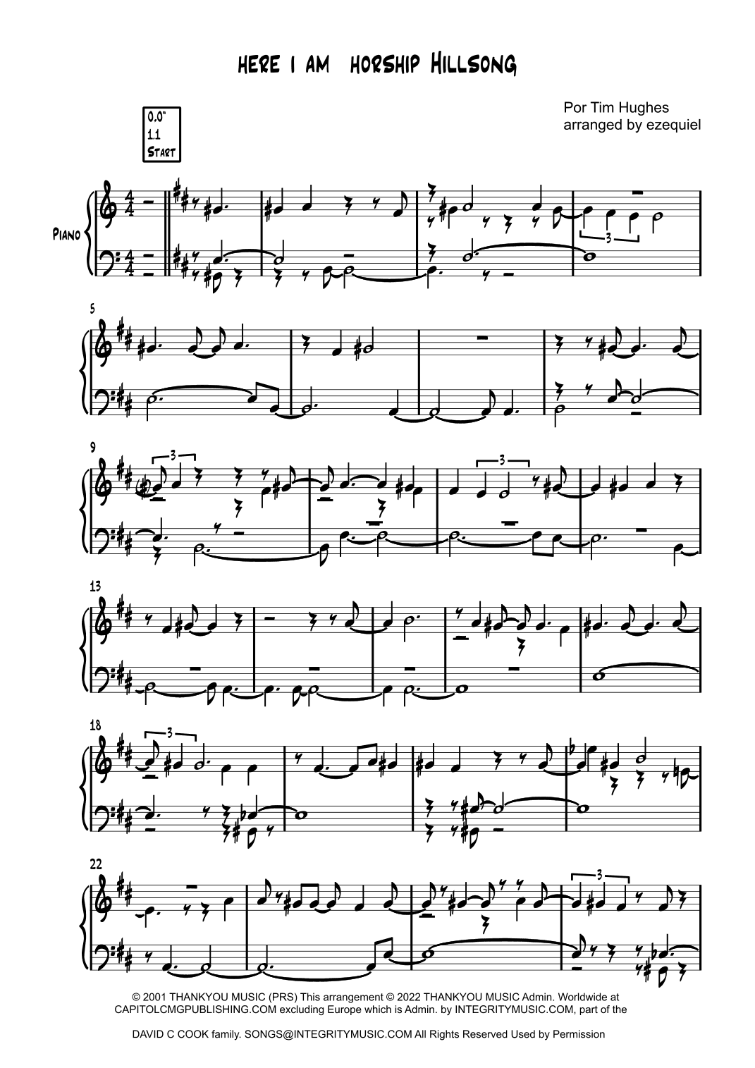Here I Am To Worship (light Of The World) (arr. by ezequiel zeferino)