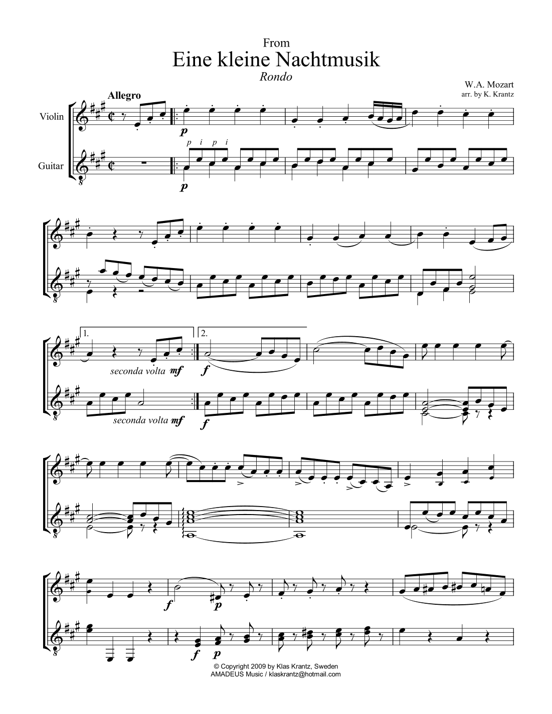 Rondo and Romance (abridged) for violin and guitar (arr. K. Krantz)