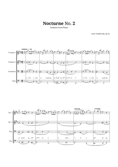 Nocturne by Chopin for Brass Quartet (arr. Langanho)