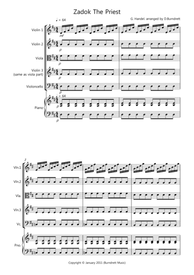 Zadok The Priest for String Quartet (arr. D.Burndrett)