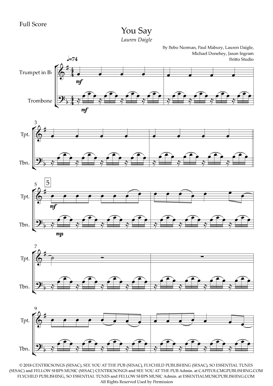 You Say (arr. Fabio Britto)