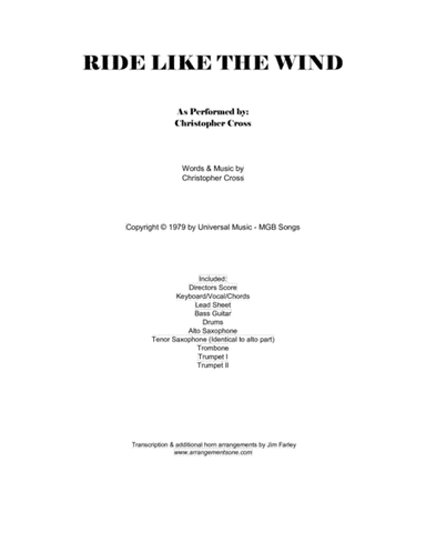 Ride Like The Wind (arr. Jim Farley www.arrangementsone.com)