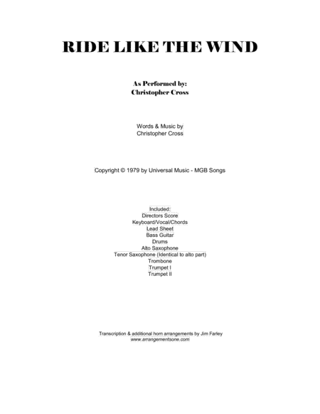 Ride Like The Wind (arr. Jim Farley www.arrangementsone.com)