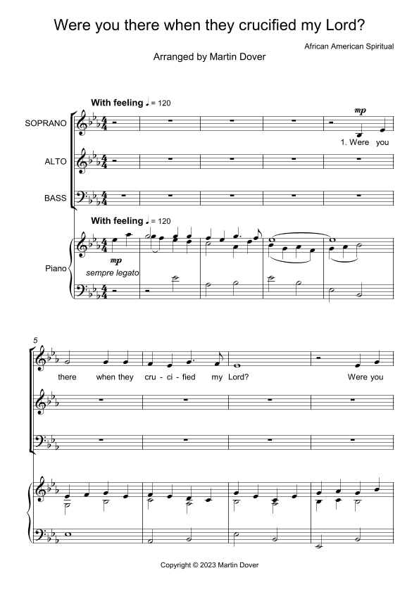 Were you there when they crucified my Lord? - 3 Part Choir - SAB - Mixed Voices (arr. Martin Dover)