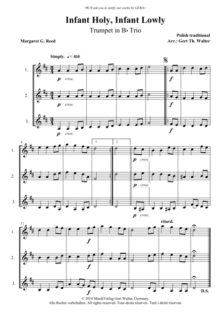 Infant Holy, Infant Lowly (arr. Gert Th. Walter)