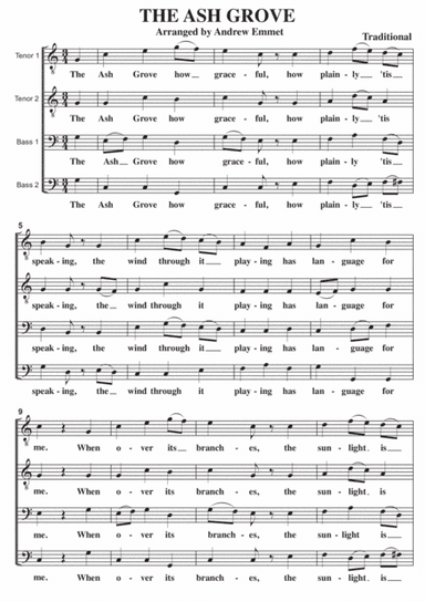 The Ash Grove A Cappella TTBB (arr. Andrew Emmet)