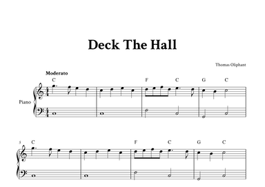 Deck The Hall - Easy Piano in C (with Chords) (arr. Yuri Noronha)