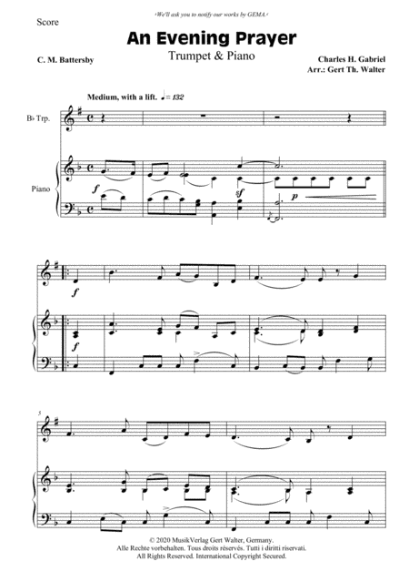 An Evening Prayer (arr. Gert Th. Walter)