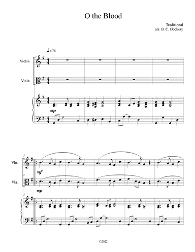 O The Blood (Violin and Viola Duet with Piano Accompaniment) (arr. B. C. Dockery)