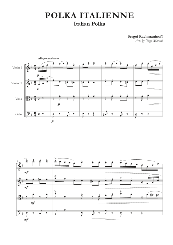 Italian Polka for String Quartet (arr. Diego Marani)