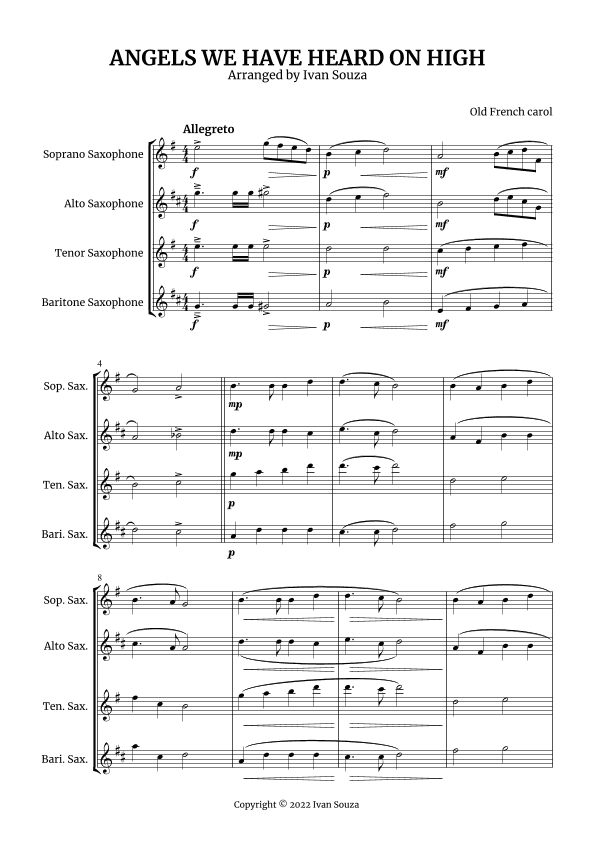 ANGELS WE HAVE HEARD ON HIGH (arr. Ivan Souza)