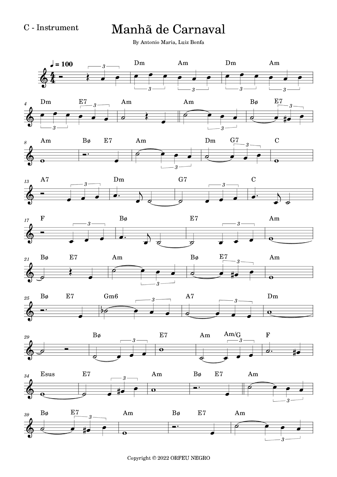 Manha De Carnaval (arr. Fabio Eduardo de Oliveira)