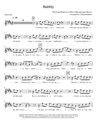 Bubbly (arr. JNguyenSheets)