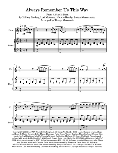 Always Remember Us This Way (arr. Thiago Marconato)
