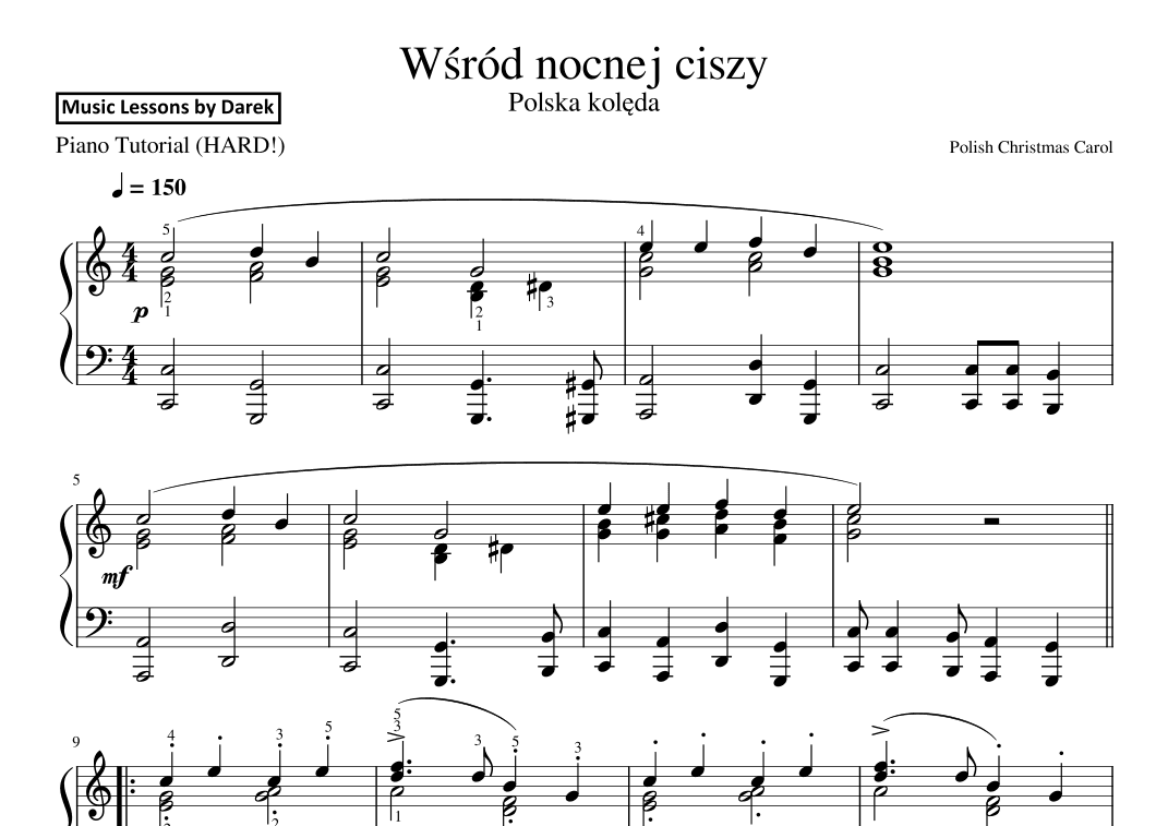 Wsród nocnej ciszy (Polish Christmas Carol) [HARD PIANO] (arr. Darek)
