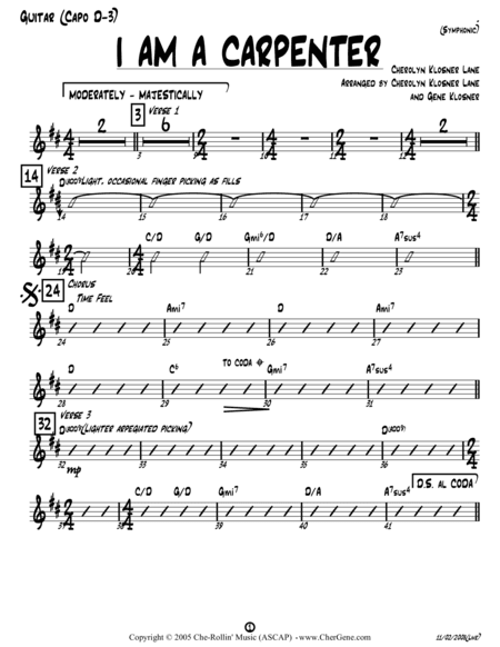 I Am a Carpenter (Joseph's Song) [Acoustic Guitar - D, Capo 3]
