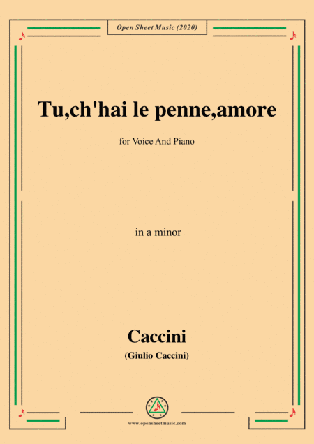 Caccini-Tu,ch'hai le penne,amore,in a minor,for Voice and Piano (arr. MSM)