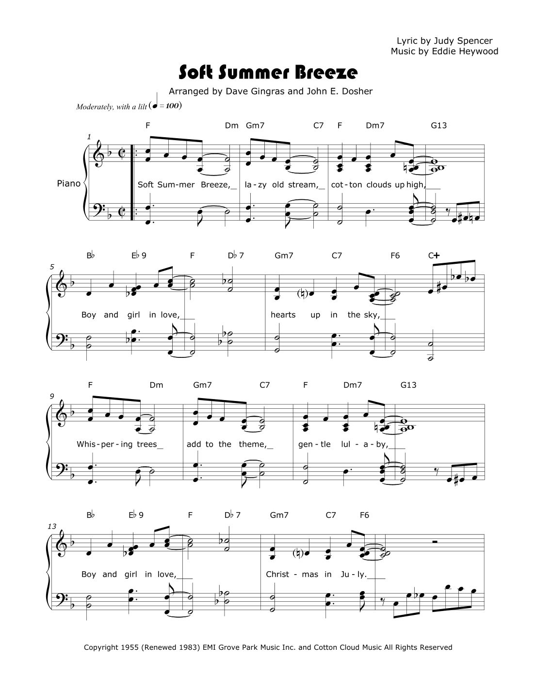 Soft Summer Breeze (arr. Dave Gingras and John E. Dosher)