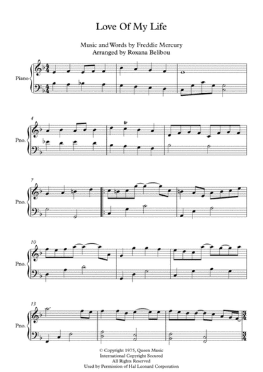 Love Of My Life (arr. Roxana Belibou)