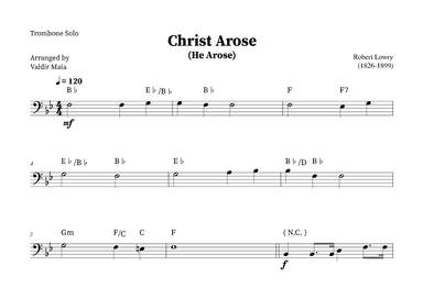 Christ Arose (He Arose) -  Trombone Solo (with chords) (arr. Valdir Maia)