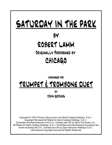 Saturday In The Park (arr. John Groves)