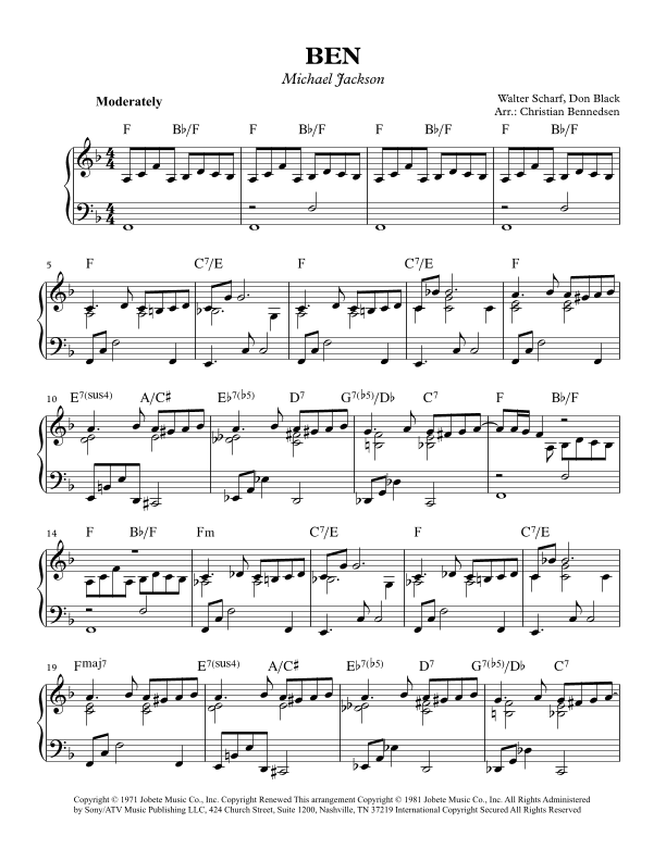 Ben (arr. Christian Bennedsen)