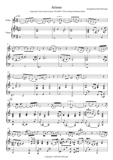 Arioso (violin & piano) - INT (arr. David Kocijan)