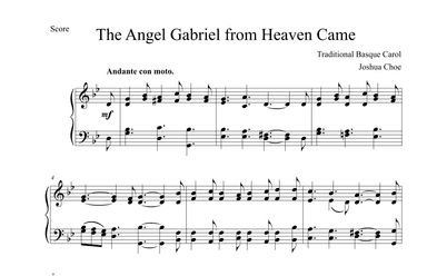 The Angel Gabriel from Heaven Came (in g minor) (arr. Joshua Choe)