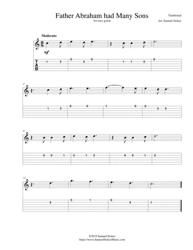 Father Abraham had Many Sons - for easy guitar with TAB (arr. Samuel Stokes)