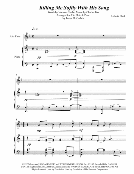 Killing Me Softly With His Song (arr. James M. Guthrie)