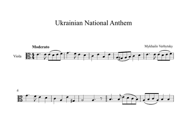 Ukrainian National Anthem - Mykhailo Verbytsky (Viola) (arr. Digital Book Music)