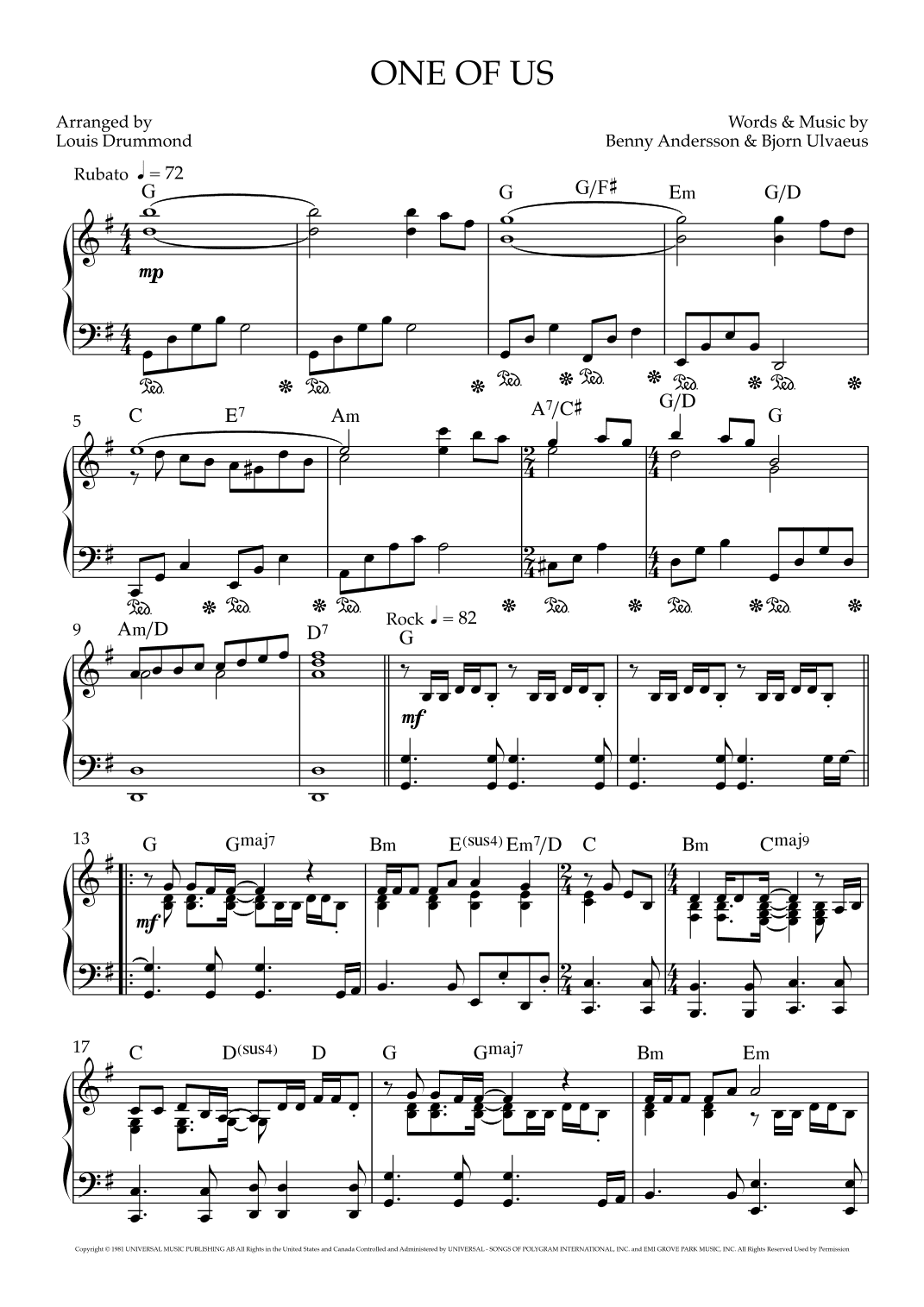 One Of Us (arr. Louis Drummond)