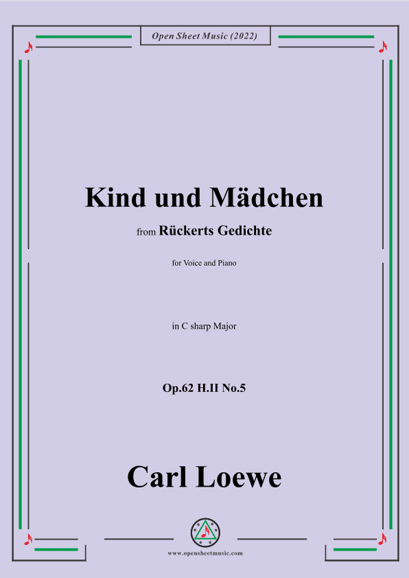 Loewe-Kind und Mädchen,Op.62 H.II No.5,in C sharp Major (arr. OSM Press)