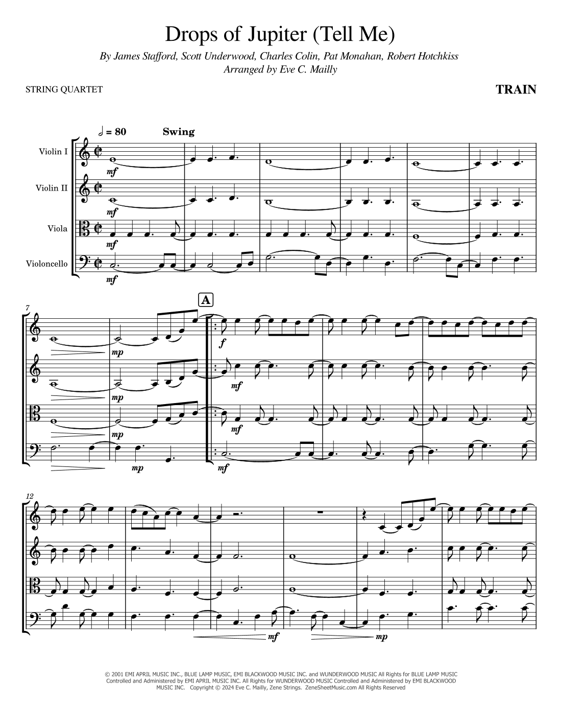 Drops Of Jupiter (tell Me) (arr. Eve C. Mailly - Zene Strings)