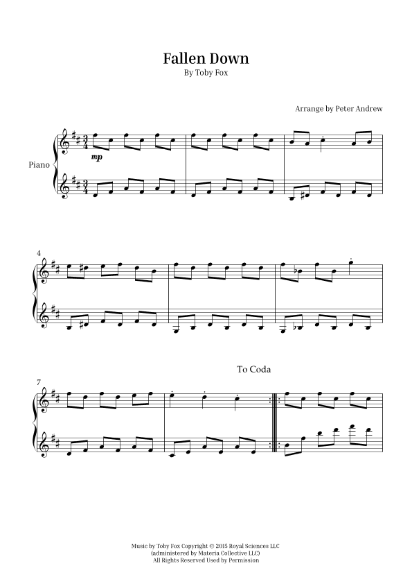 Fallen Down (arr. Peter Andrew)