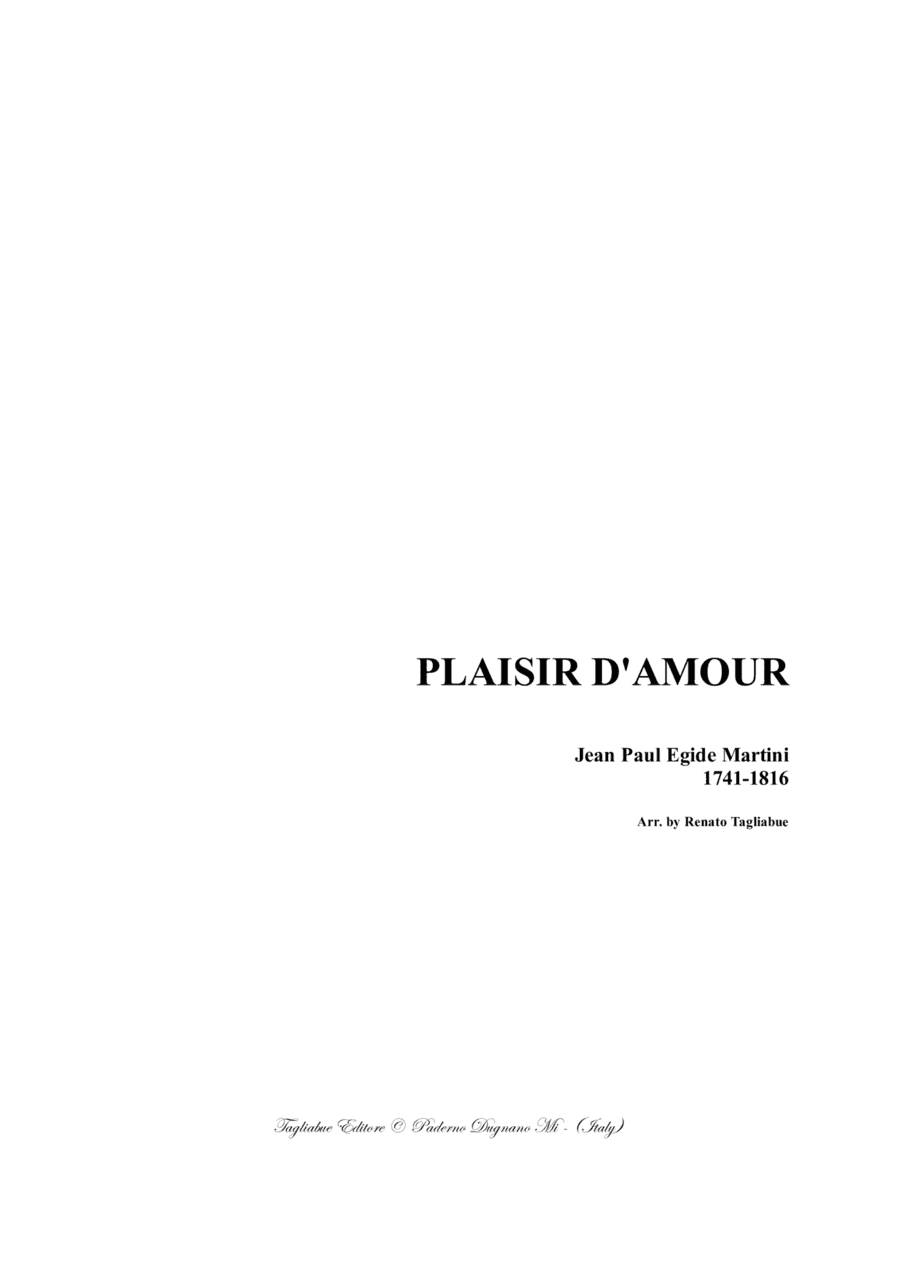 PLAISIR D'AMOUR - Martini J.P.E. - Arr. for SA (Soli), AB (Choir) and Piano (arr. Renato Tagliabue)