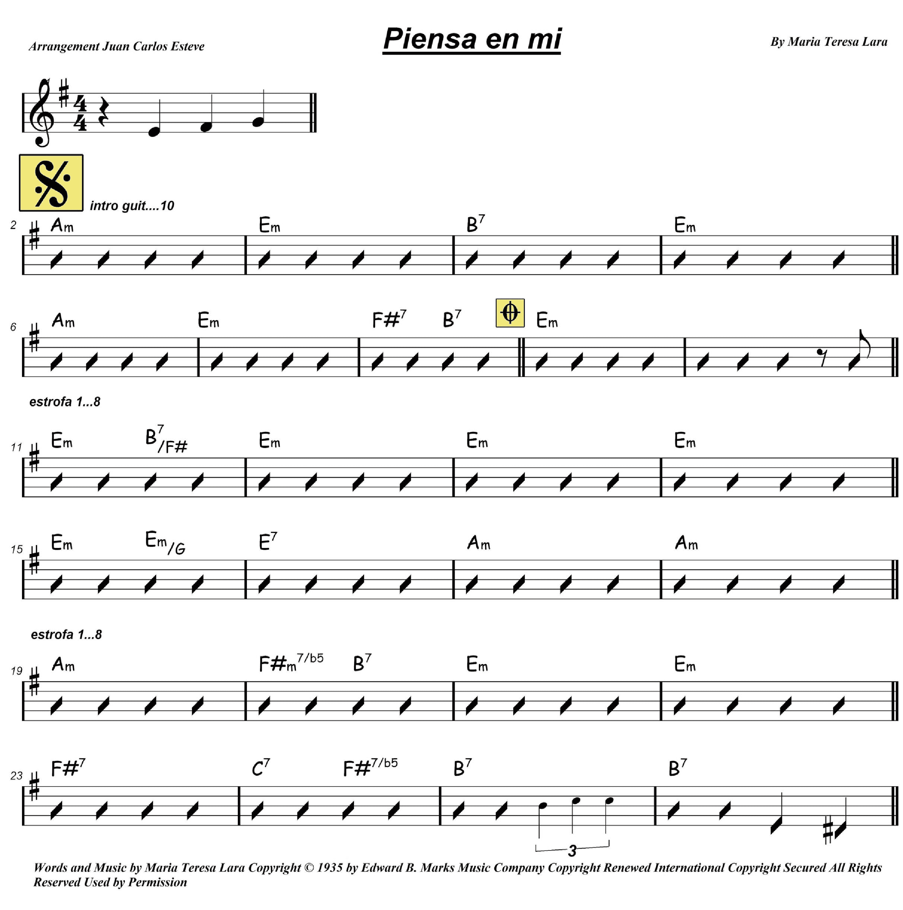 Piensa En Mi (arr. juan carlos esteve / Gran Coda)