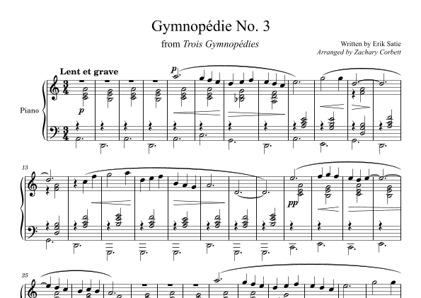 Gymnopédie No. 3 (arr. Zachary Corbett)