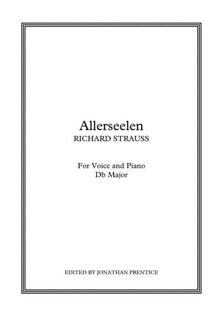 Allerseelen (Db Major) (arr. Jonathan Prentice)