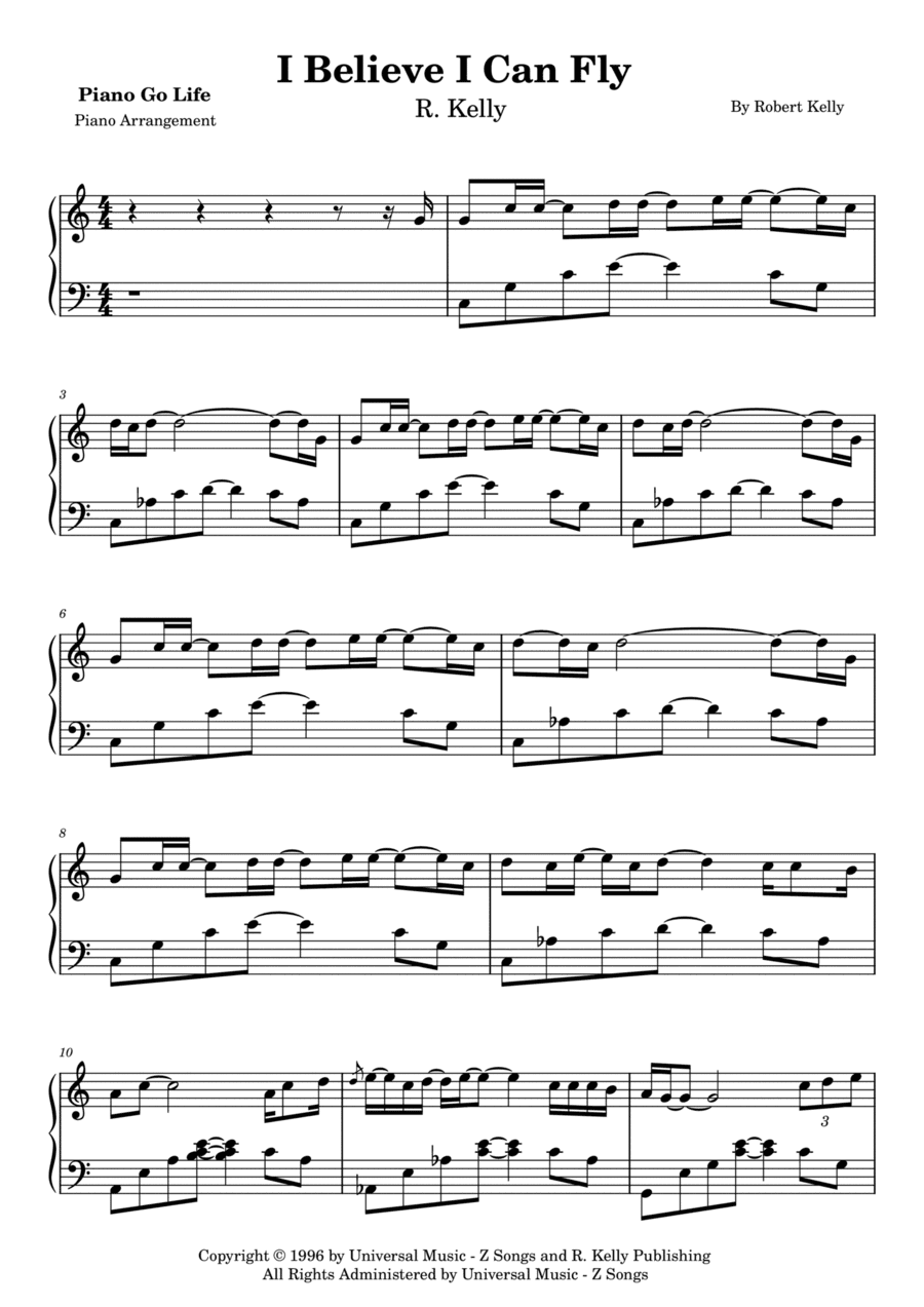 I Believe I Can Fly (arr. Piano Go Life)