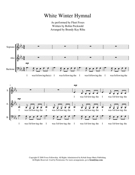 White Winter Hymnal (arr. BK Riha / Brandy Kay Riha)